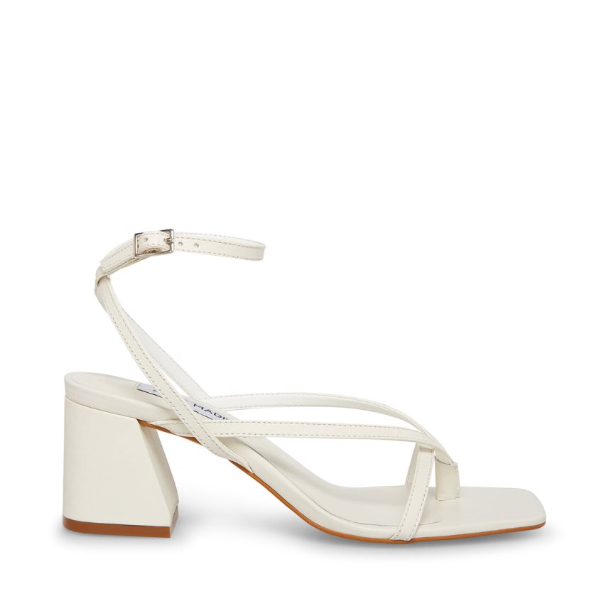 White Steve Madden Alaina Leather Women\'s Heels Sandals | PH 6458T16I